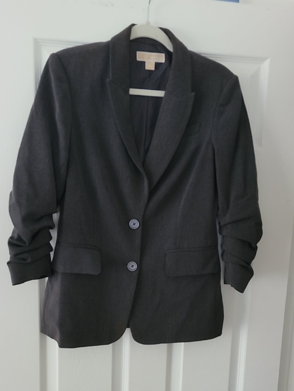 MICHAEL Michael Kors Charcoal Gray Ruched-Sleeve Blazer